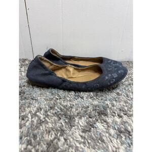 Lucky Brand Shoes Womens 8.5 Erin Ballet Flats Chambray Embroidered Florals
